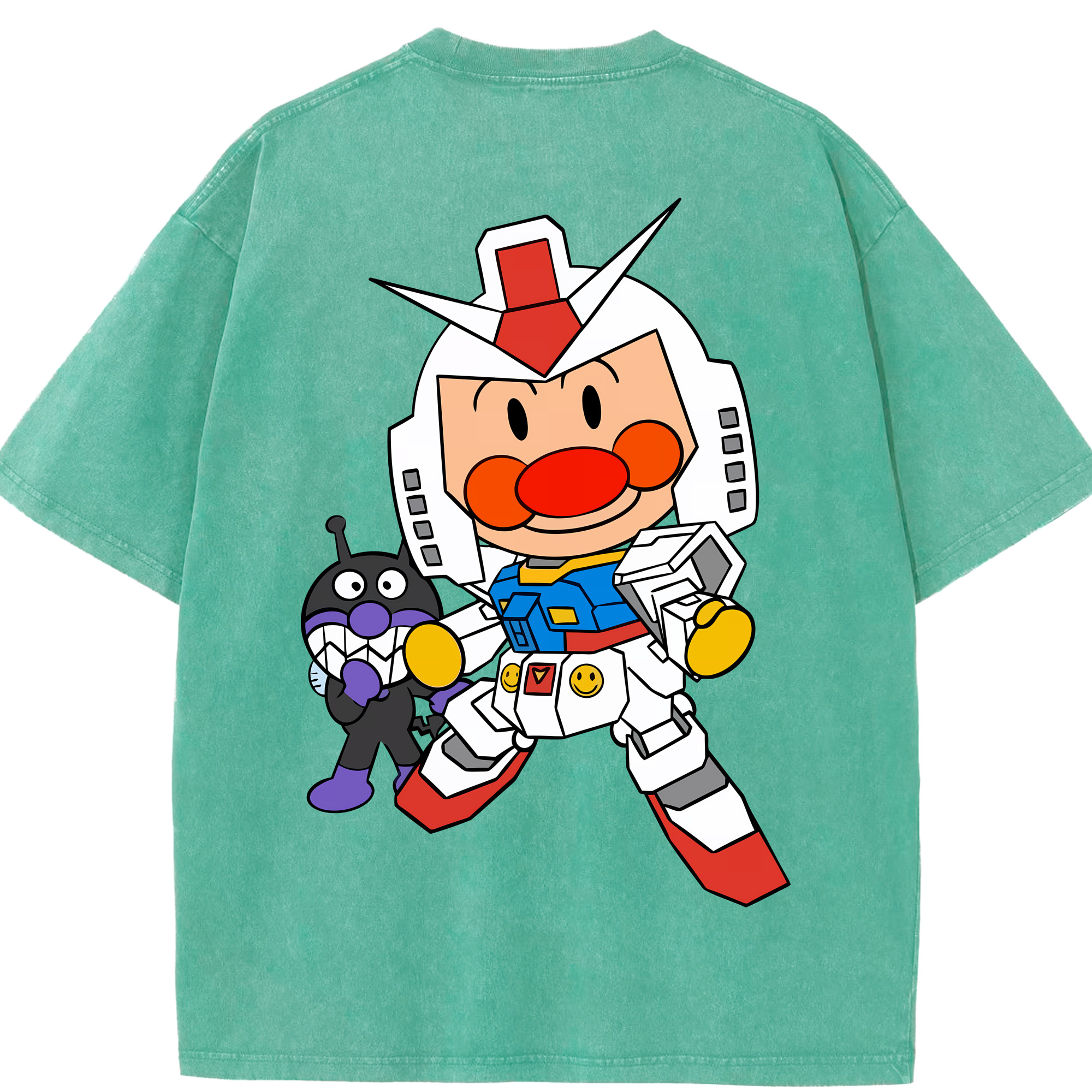 （画像用） アンパンマン Anpanman 綿100% ヴィンテージ風 半袖Tシャツ（背面プリント）
